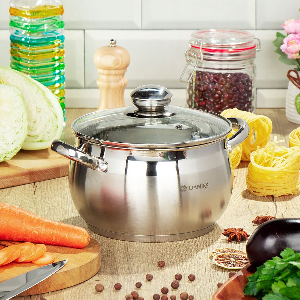 Кастрюля нерж. 2,9л DANIKS, Классика SD-18, индукция