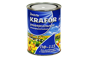 Эмаль ПФ-115 жёлтая 0,8кг "Krafor"