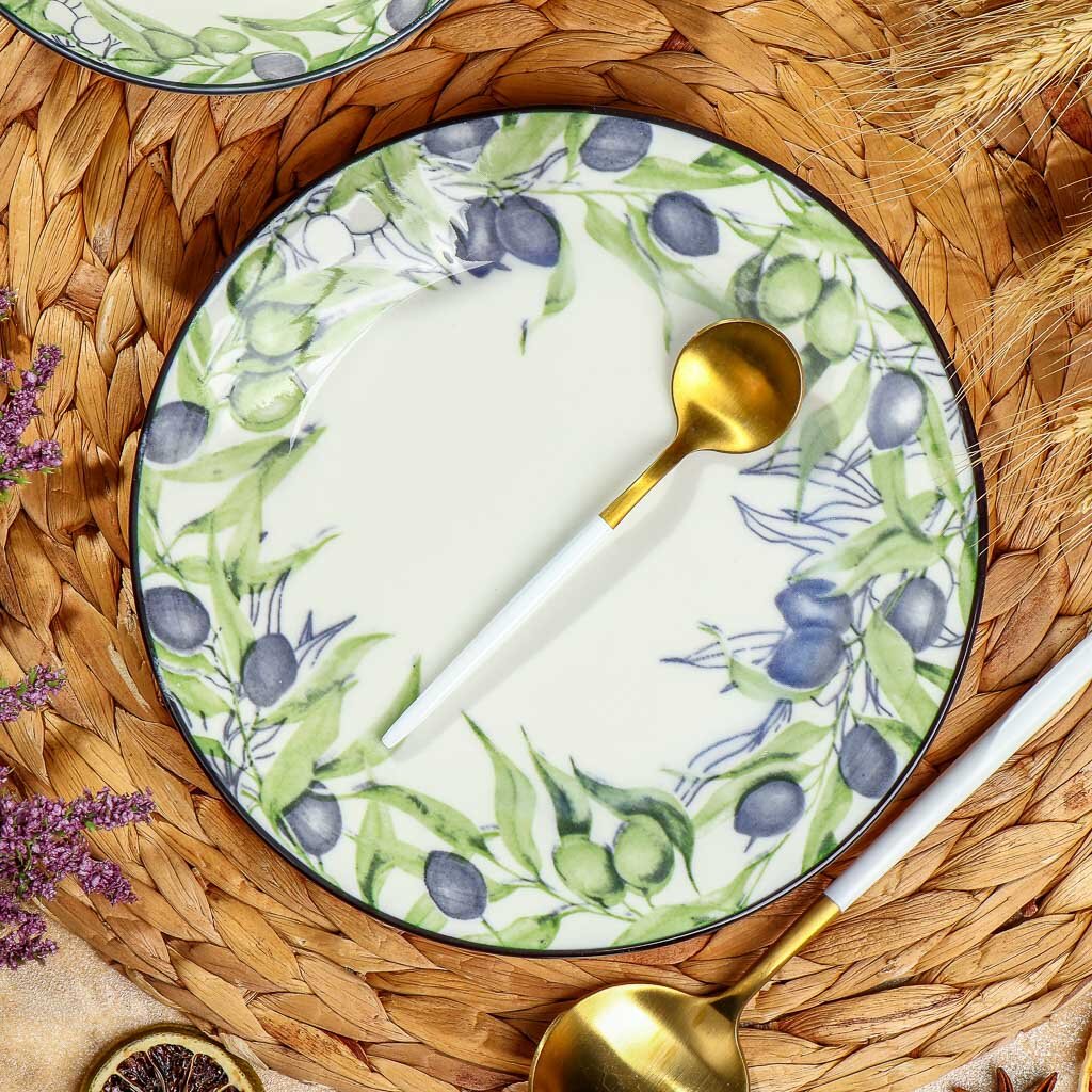 Тарелка десертная 20см фарфор, Оливки