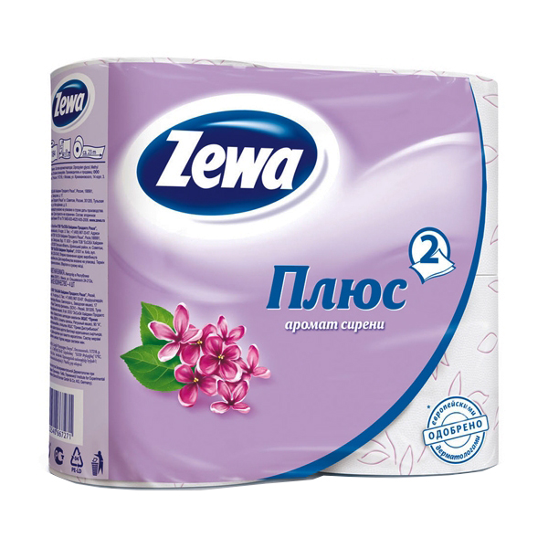 Туалетная бумага Зева плюс 2-х сл. голубая