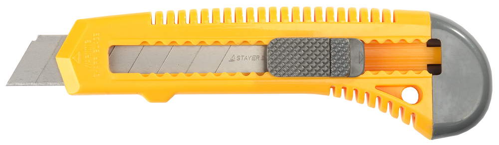 Нож Stayer Standart с выдвижным сегмент. лезвием, пластмасс., 9мм