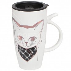 Кружка 640мл Котенок микс с крышкой  Y4-3231