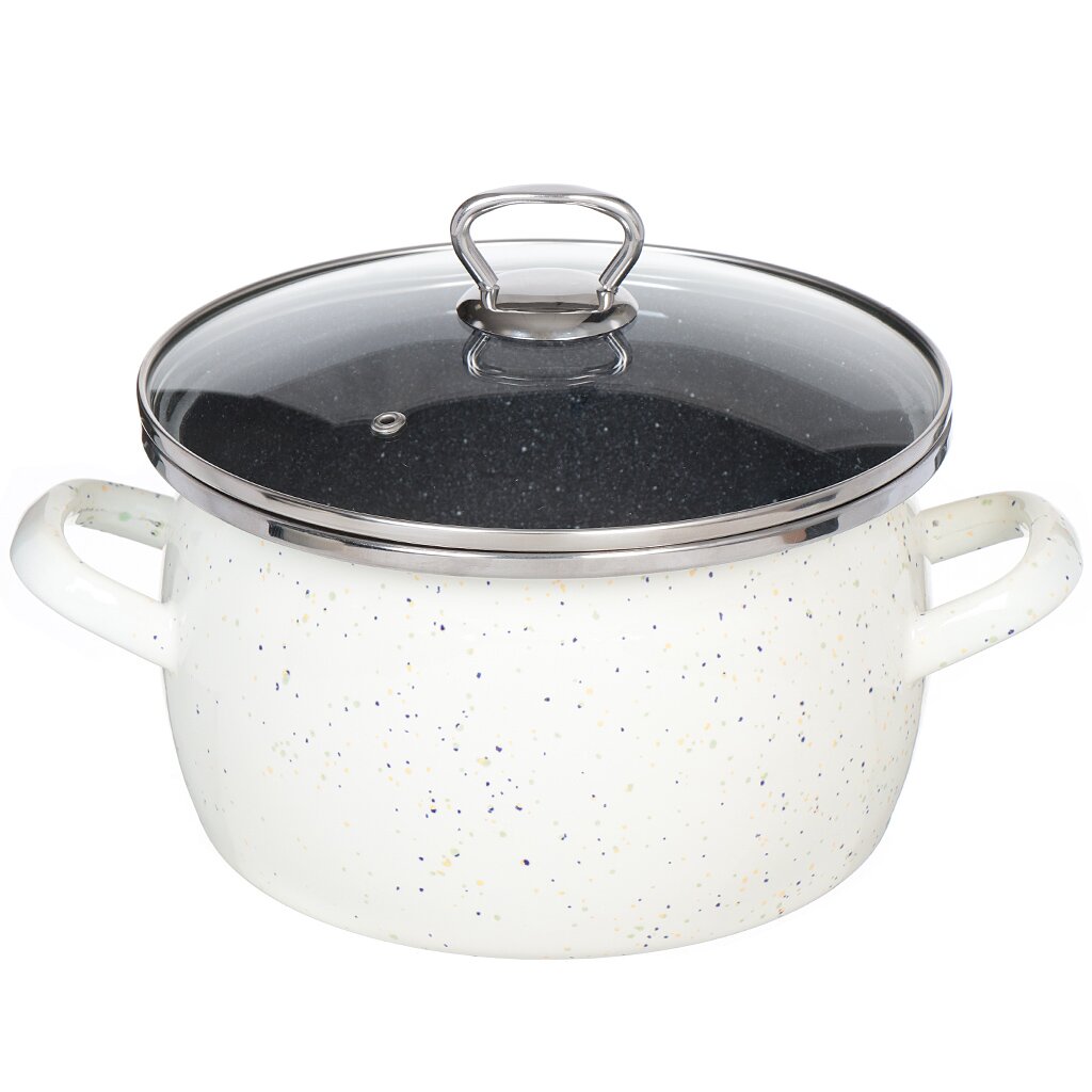 Кастрюля эм. 4л цил.Гранит цветной Сантэкс, индукция