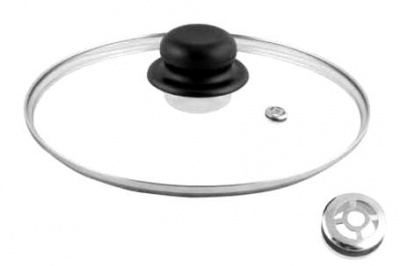 Крышка стекл. 22см с мет. обод + усилен.пароотвод