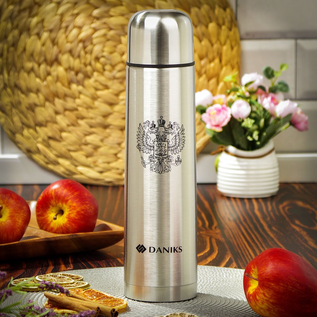 Термос нерж. Daniks, 1л, SL-100Z, узкая горл.